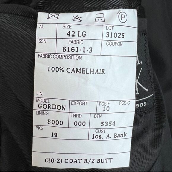 Jos. A. BANK Mens Black 100% CAMELHAIR Lined Blazer Jacket size 42LG - Picture 11 of 13